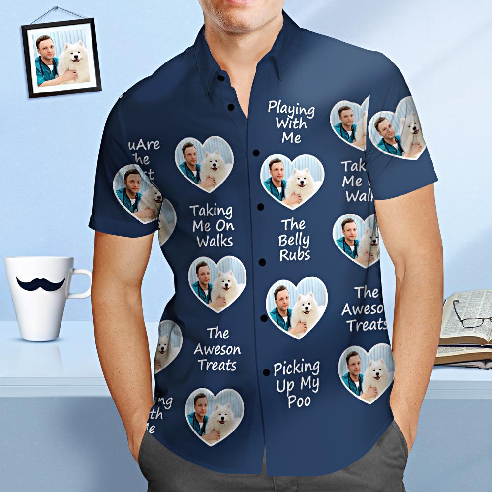 Custom Face Hawaiian Shirt Best Dog Dad Personalised Father's Day Shirt Gift for Dad - MyFaceSocksEU
