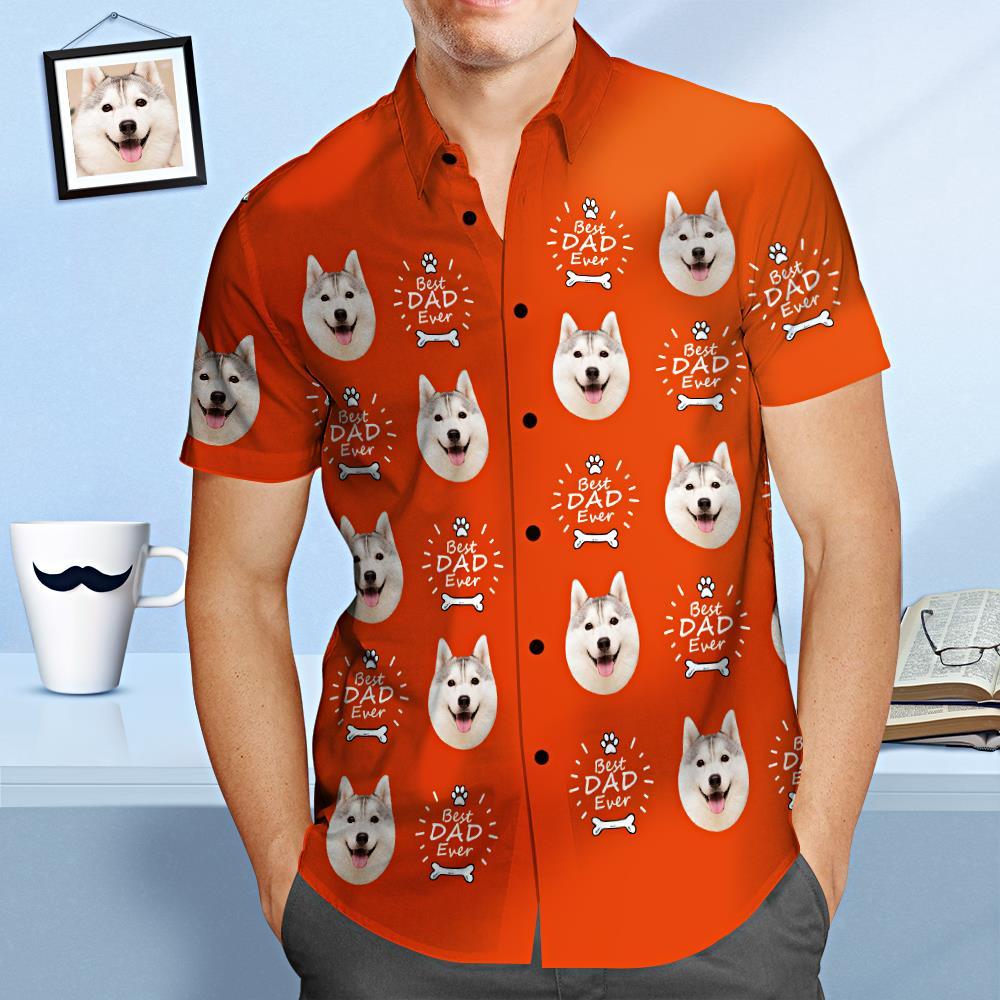 Custom Face Hawaiian Shirt Best Dog Dad Ever Personalised Father's Day Shirt Gift for Dad - MyFaceSocksEU