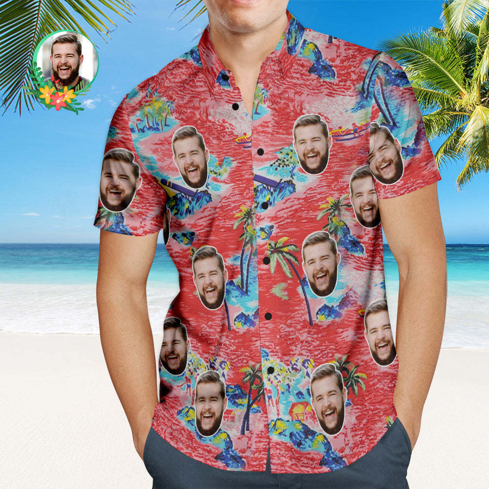 Custom Face Hawaiian Shirt Beautiful Scenery Personalized Shirt with Your Face - MyFaceSocksEU