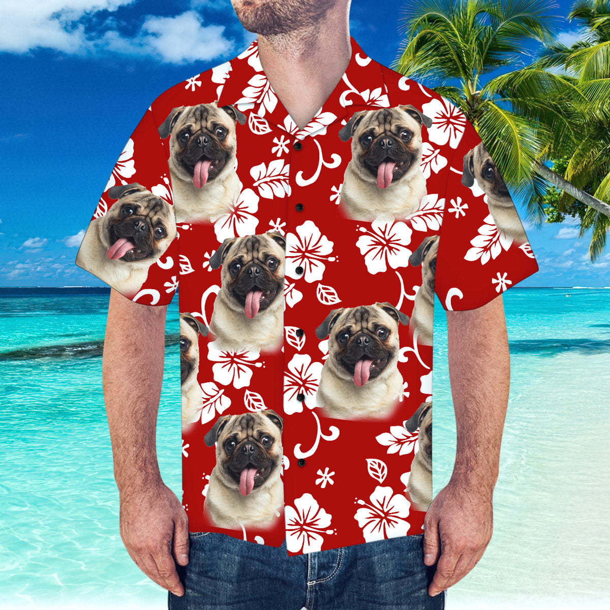 Custom Hawaiian Shirt with Husband Face Personalized Short-Sleeve Hawaiian Shirt - MyFaceSocksEU
