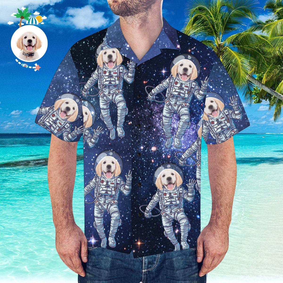 Custom Hawaiian Shirt with Face Personalized Hawaiian Shirt Galaxy Pattern Shirt - MyFaceSocksEU