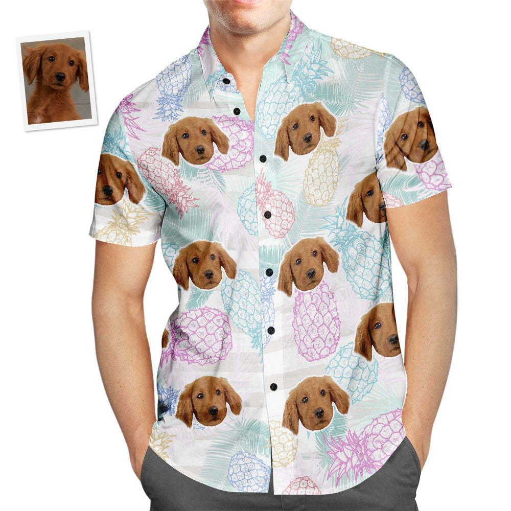 Custom Face Hawaiian Shirt Pineapple Design Men's Popular All Over Print Hawaiian Beach Shirt Holiday Gift - MyFaceSocksEU