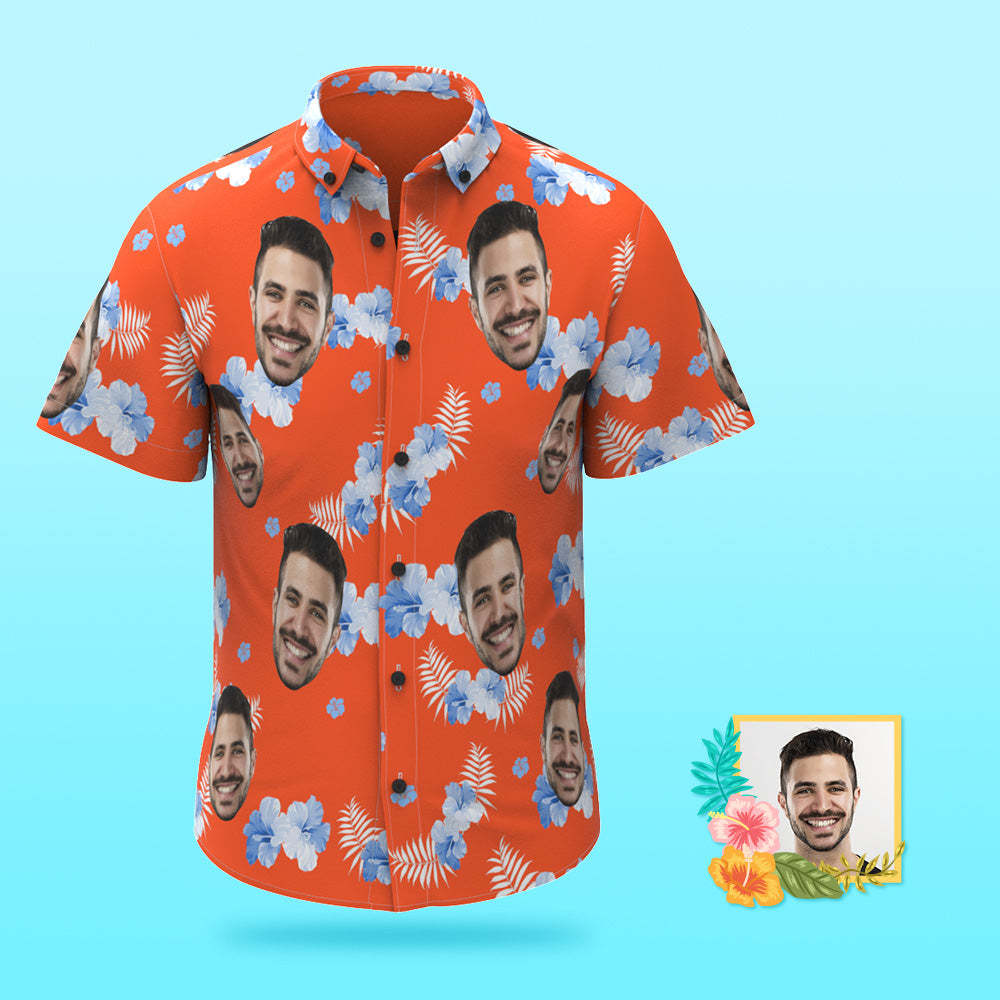 Custom Photo Hawaiian Shirt Beach Vacation Couple Wears Popular All Over Print Hawaiian Beach Shirt Holiday Gift - MyFaceSocksEU