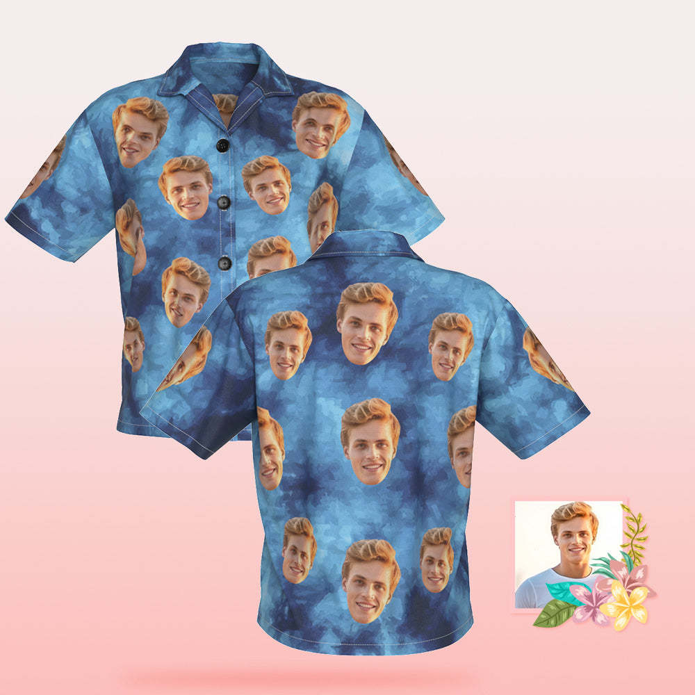 Custom Photo Hawaiian Shirt Beach Vacation Women's Popular All Over Print Hawaiian Beach Shirt Tie-Dye - MyFaceSocksEU