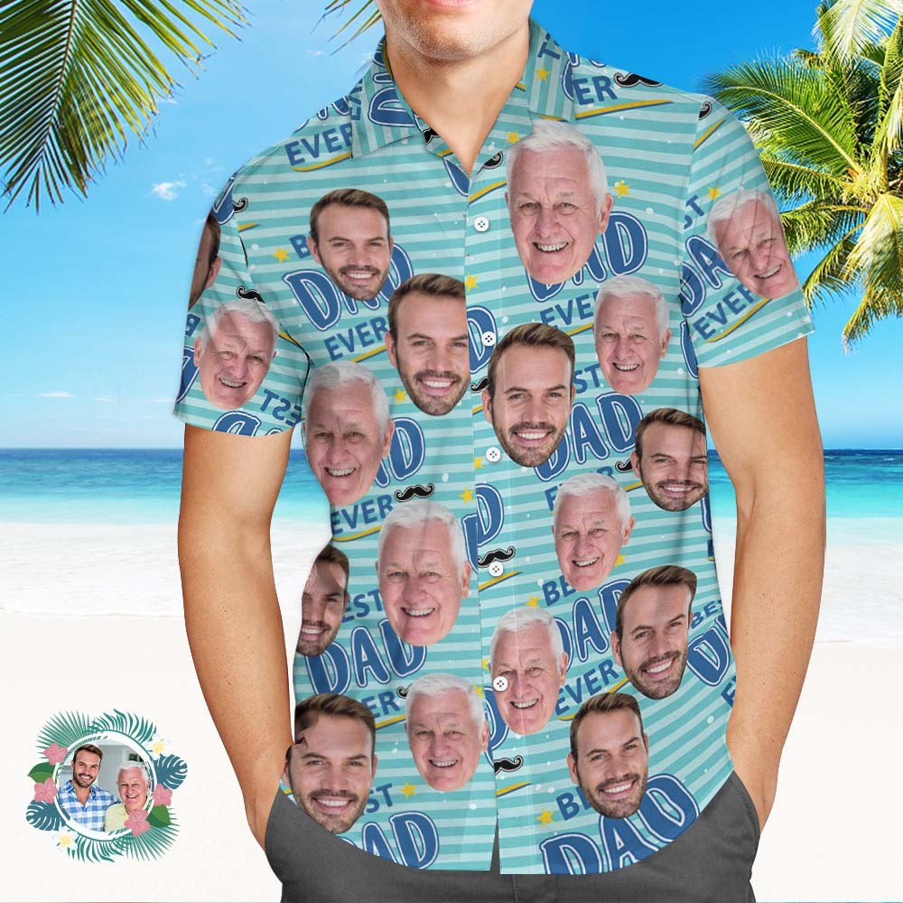 Custom Face All Over Print Hawaiian Shirt Amazing Dad Gift For Best Father - MyFaceSocksEU