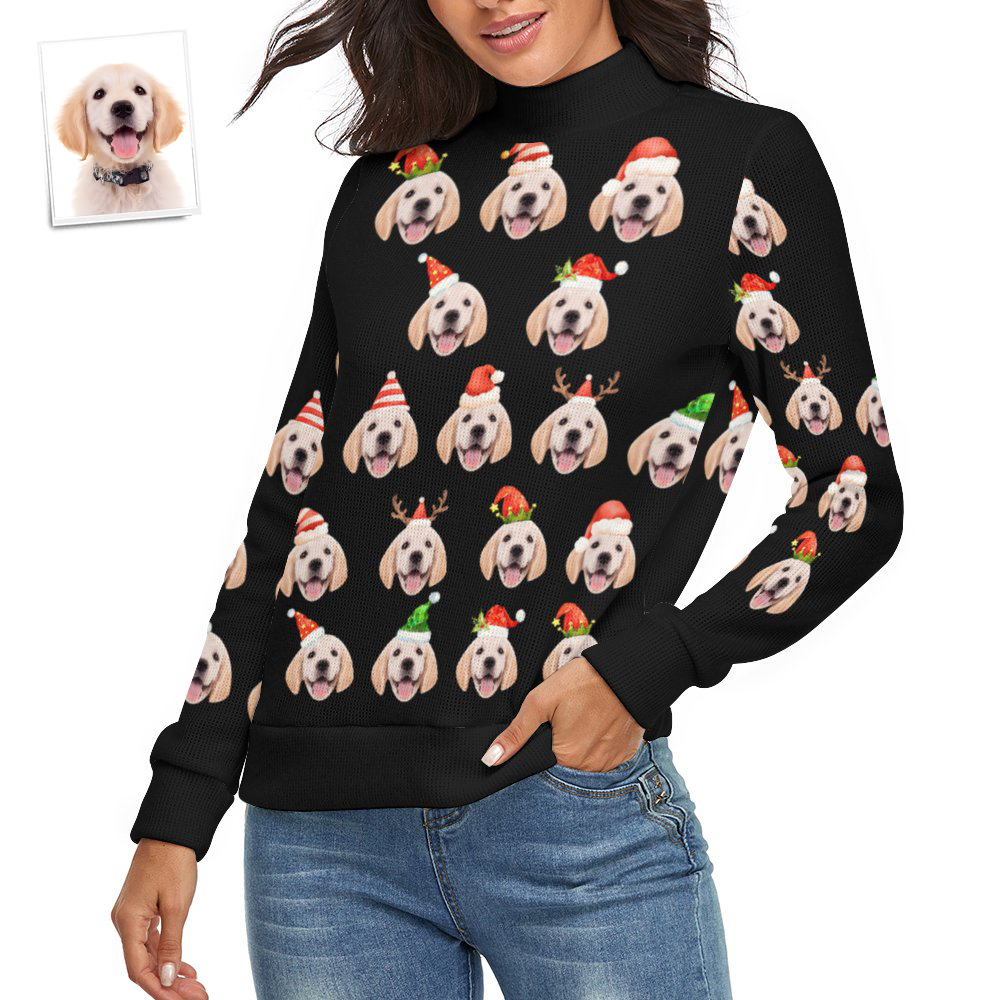 Custom Face Women Christmas Pet Theme Sweater Spandex Comfortable - MyFaceSocksEU