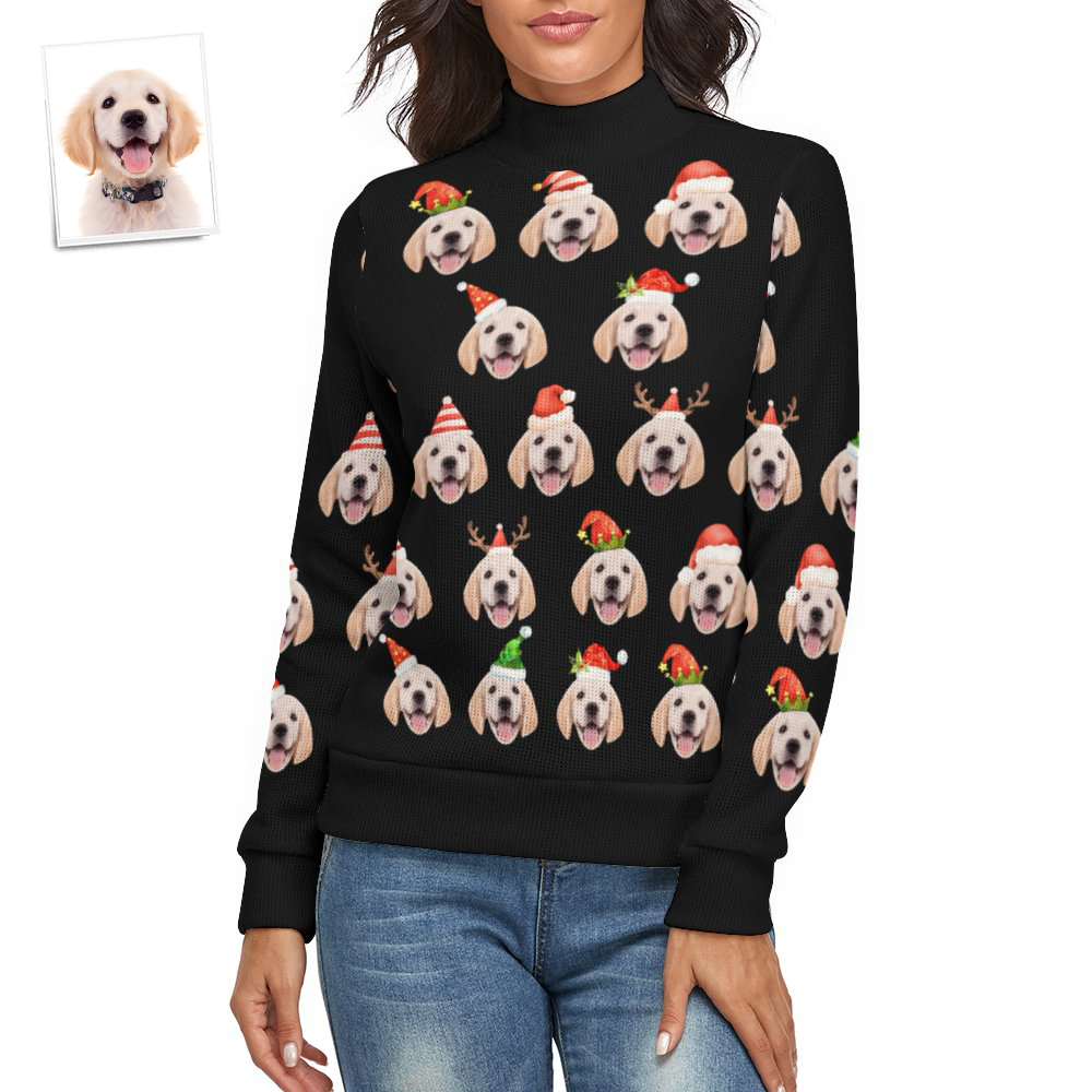 Custom Face Women Christmas Pet Theme Sweater Spandex Comfortable - MyFaceSocksEU