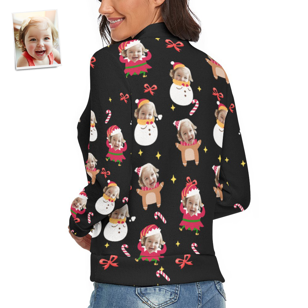 Custom Face Women Christmas Sweater Lively And lovely Spandex Comfortable - MyFaceSocksEU