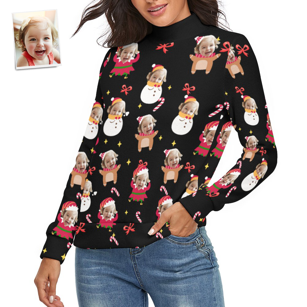 Custom Face Women Christmas Sweater Lively And lovely Spandex Comfortable - MyFaceSocksEU