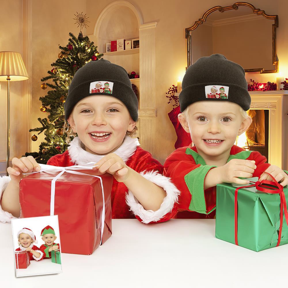 Custom Knit Hat Personalized Unisex Winter Photo Hats Beanie Hats Christmas Gift for Kids - MyFaceSocksEU
