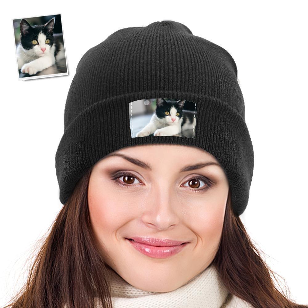 Custom Knit Hat Personalized Unisex Winter Photo Hats Beanie Hats Christmas Gift for Kids - MyFaceSocksEU