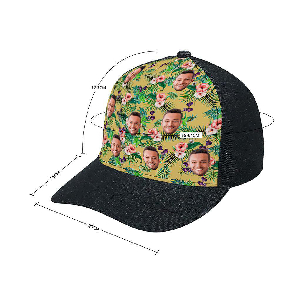 Custom Cap Personalised Face Baseball Caps Adults Unisex Printed Fashion Caps Gift - Hawaiian Style - MyFaceSocksEU