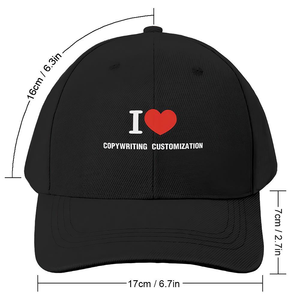 Custom Cap Personalised Baseball Caps with Text Adults Unisex Printed Fashion Caps Gift - I Love - MyFaceSocksEU