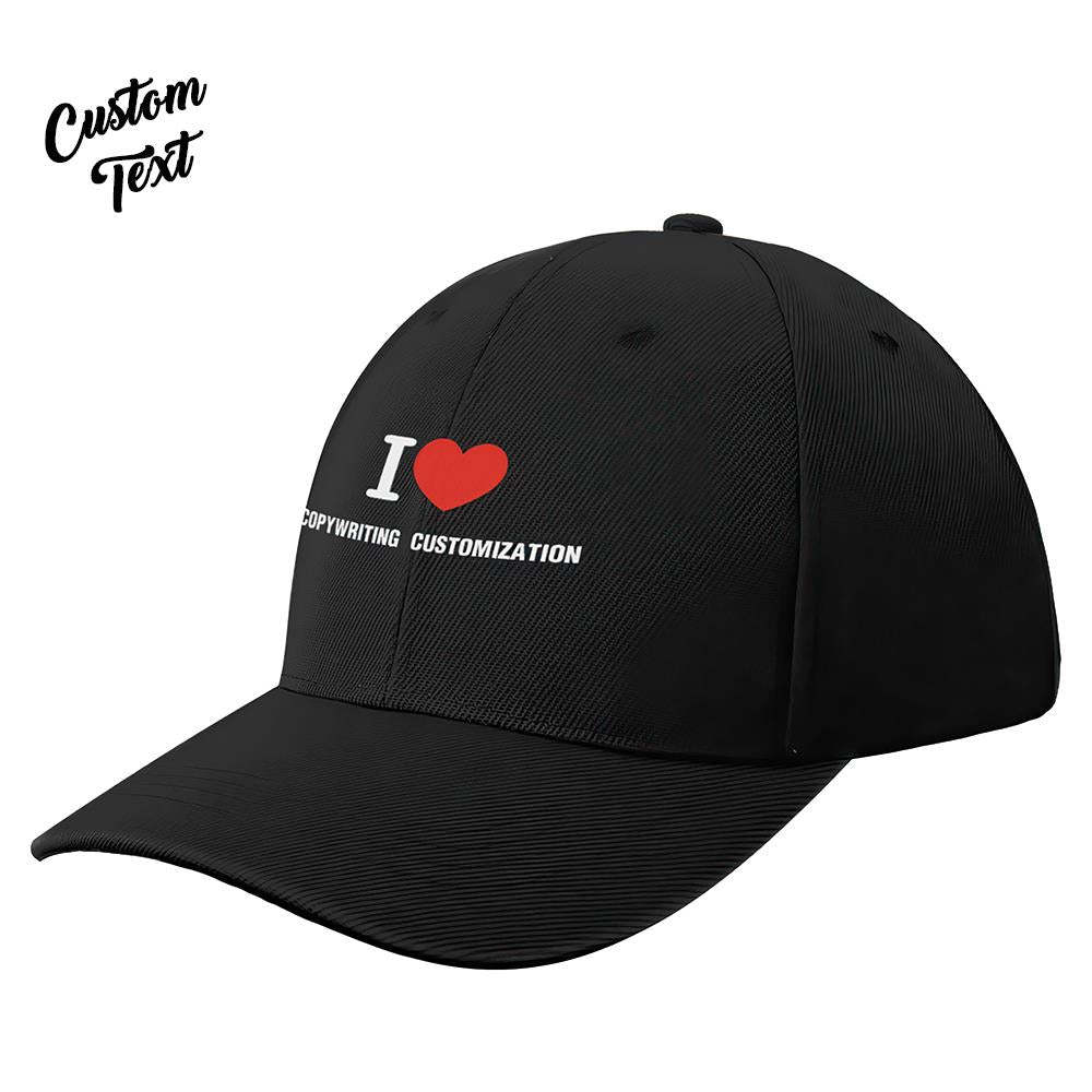 Custom Cap Personalised Baseball Caps with Text Adults Unisex Printed Fashion Caps Gift - I Love - MyFaceSocksEU