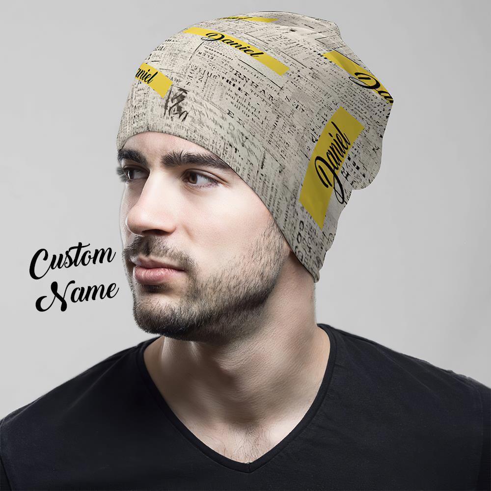 Custom Full Print Pullover Cap with Text Personalized Beanie Hats Gift for Lover - MyFaceSocksEU