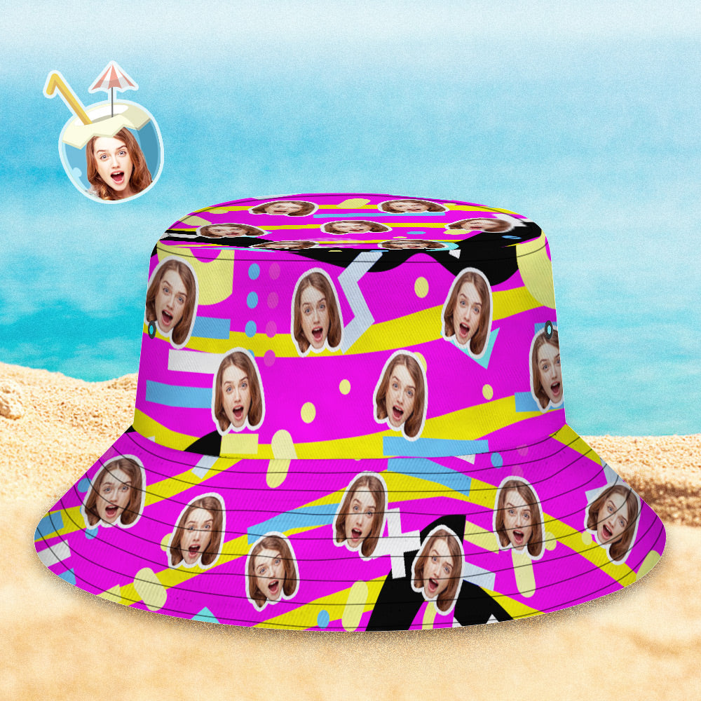 Custom Bucket Hat Unisex Face Bucket Hat Personalized Wide Brim Outdoor Summer Cap Hiking Beach Sports Hats Fashion