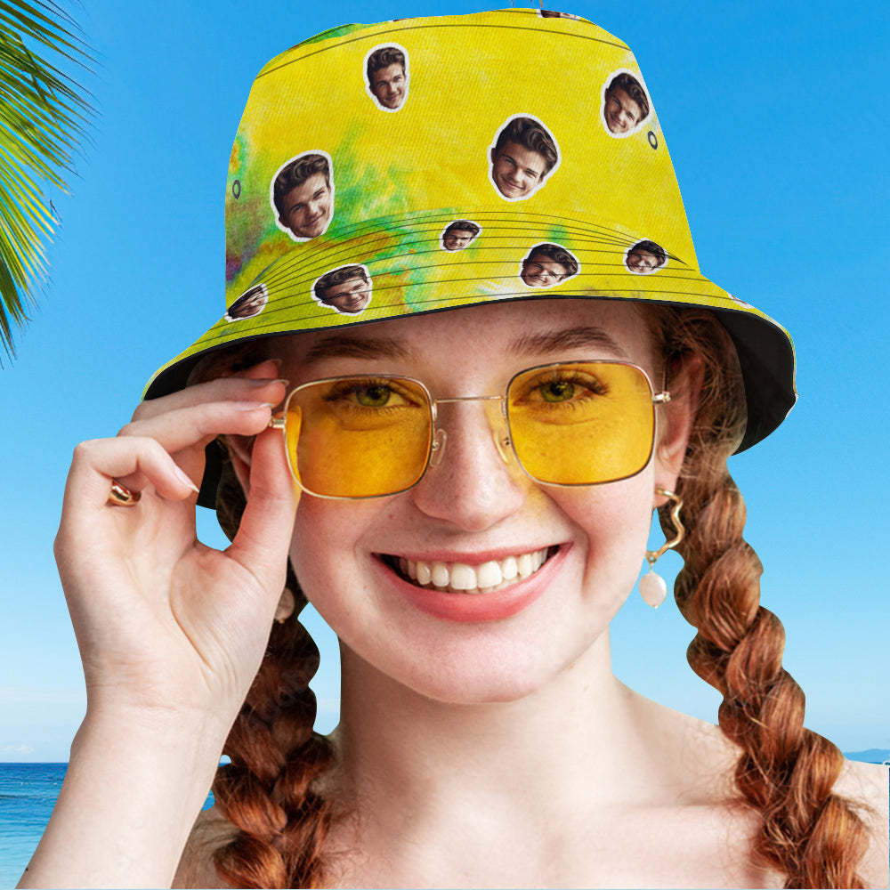 Custom Bucket Hat Unisex Face Bucket Hat Personalized Wide Brim Outdoor Summer Cap Hiking Beach Sports Hats Tie Dye Style - MyFaceSocksEU
