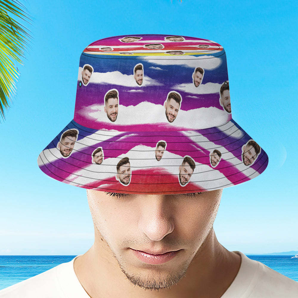 Custom Bucket Hat Unisex Face Bucket Hat Personalized Wide Brim Outdoor Summer Cap Hiking Beach Sports Hats Tie Dye Multicolor - MyFaceSocksEU