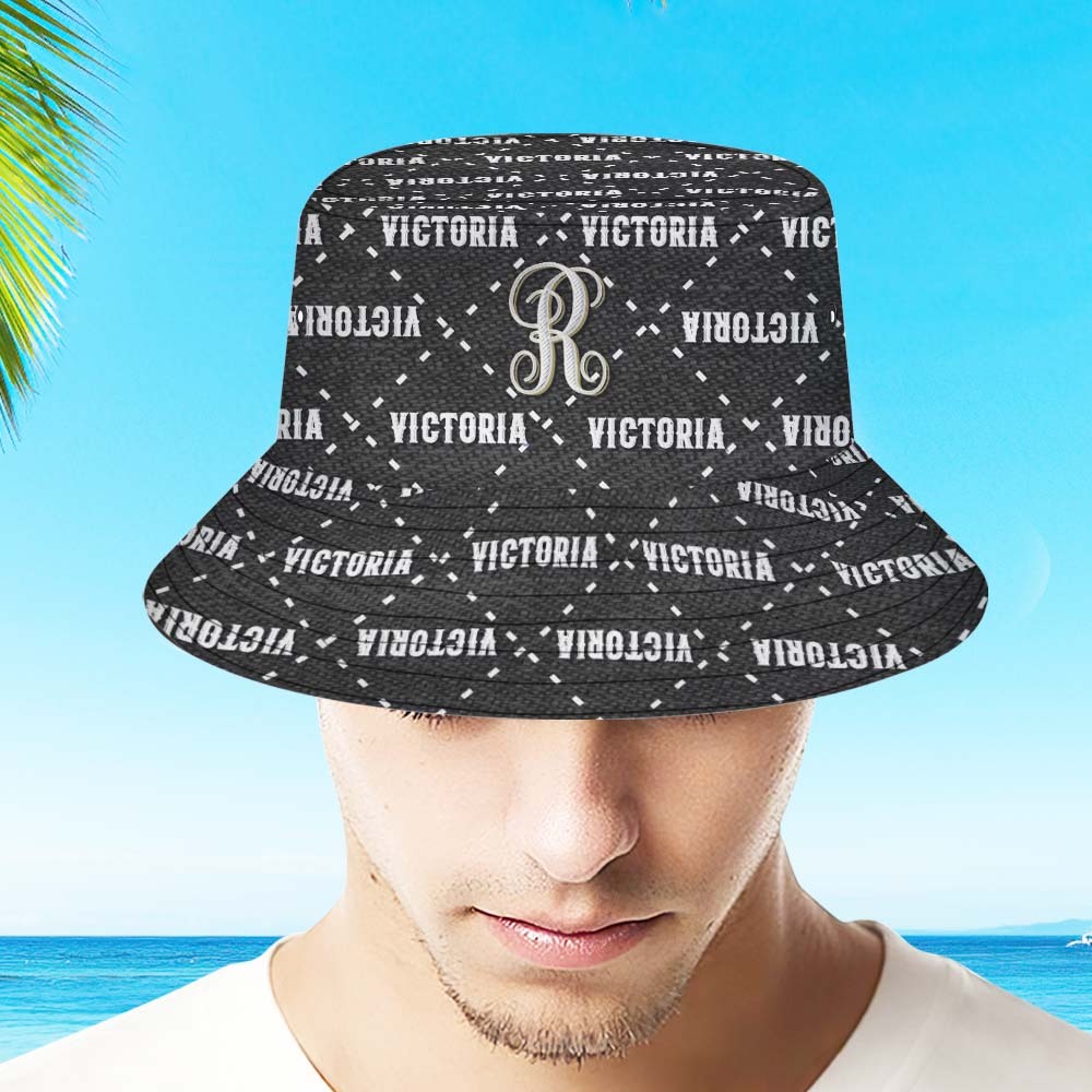 Custom Bucket Hat Unisex Black Plaid Fisherman Hat Personalized Your Name - MyFaceSocksEU