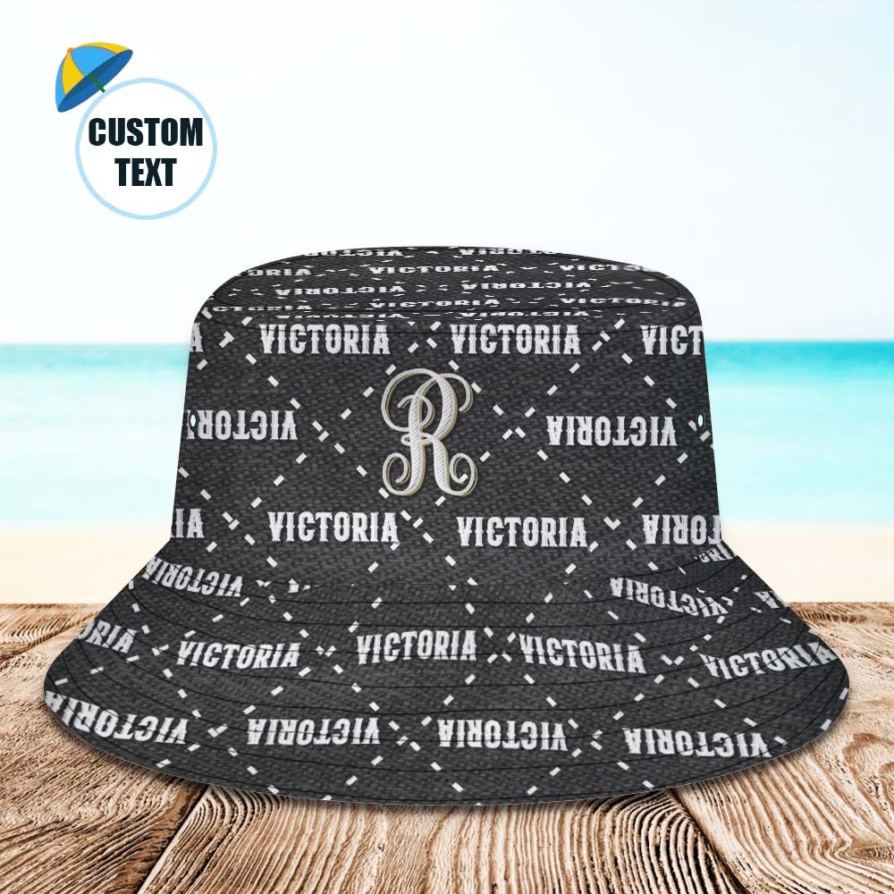 Custom Bucket Hat Unisex Black Plaid Fisherman Hat Personalized Your Name - MyFaceSocksEU