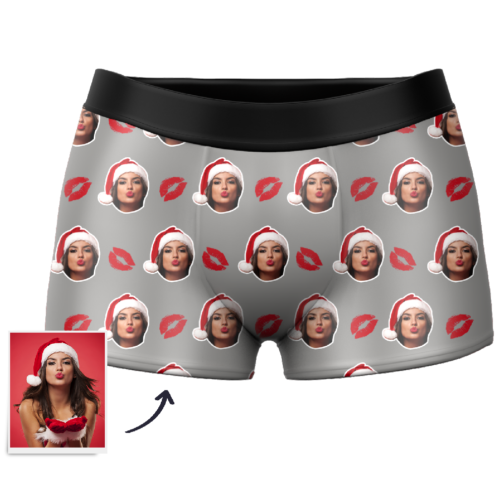 Couple Men's Custom Face Boxer Shorts 3D Online Preview- Kiss