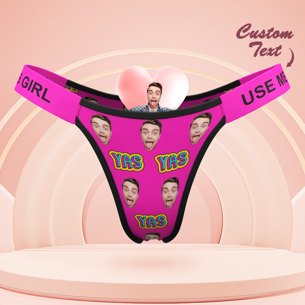 Valentine's Gift Custom Mash Face Panties Makes Me Wet Personalized Waistband Engraved Thong Gift for Her - myfacesockseu