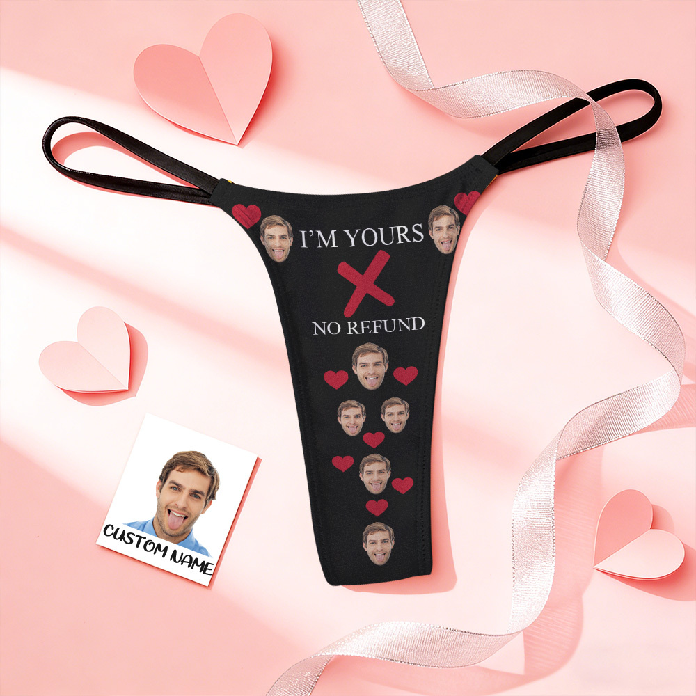 Custom Thongs Face Photo Panties Kiss Heart Underwear Briefs Valentine Gifts For Her - myfacesockseu