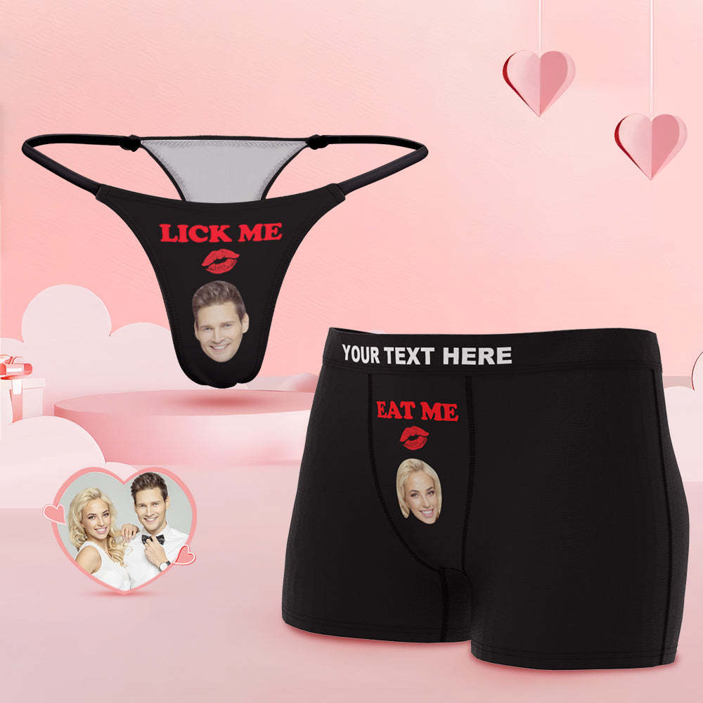 Custom Face Lick Me Couple Underwear Personalized Underwear Valentine's Day Gift - MyFaceSocksEU