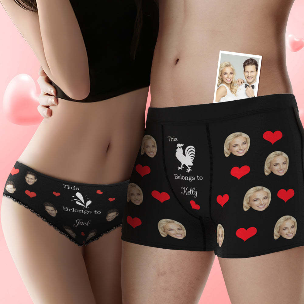 Custom Face You Belong to Me Couple Underwear Personalized Underwear Valentine's Day Gift - MyFaceSocksEU