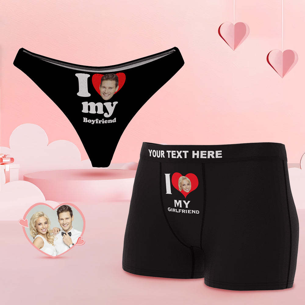 Custom Face Cute Love Couple Underwear Personalized Underwear Valentine's Day Gift - MyFaceSocksEU