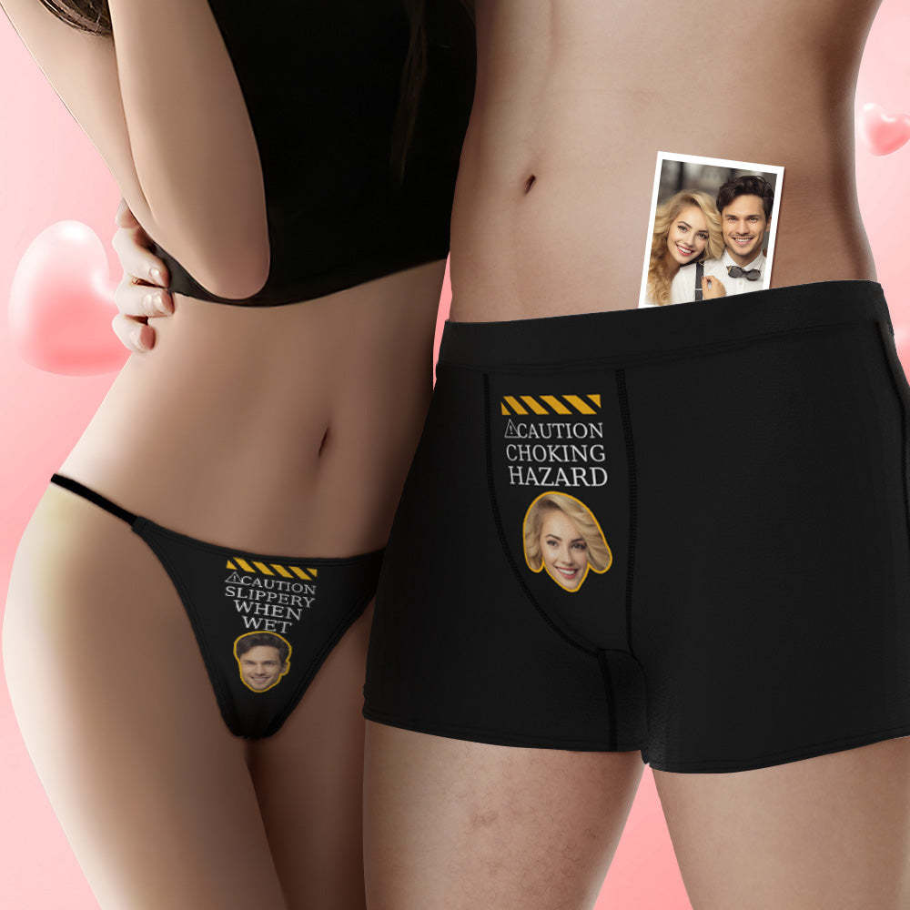 Custom Face Couple Underwear CHOKING HAZARD Personalized Underwear Valentine's Day Gift - MyFaceSocksEU