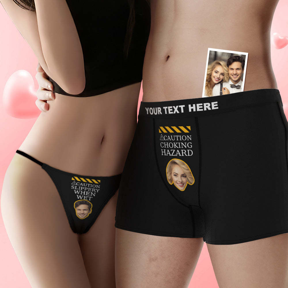 Custom Face Couple Underwear CHOKING HAZARD Personalized Underwear Valentine's Day Gift - MyFaceSocksEU