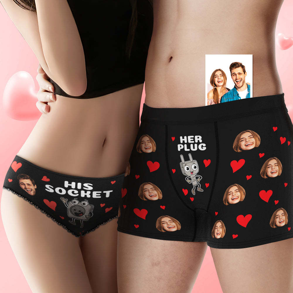 Custom Face Couple Underwear Personalized Boxer Briefs and Panties Valentine's Day Gifts - MyFaceSocksEU