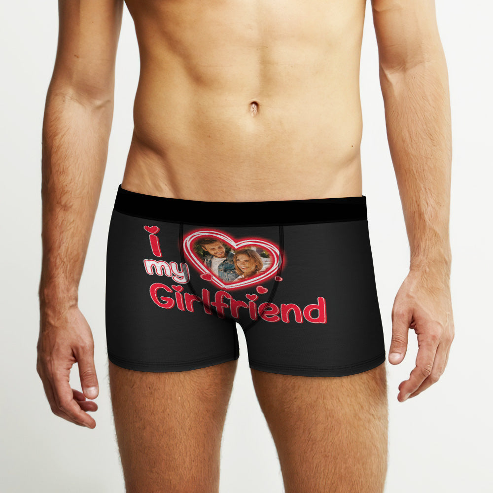Custom Face Boxer Briefs Personalized Underwear Valentine's Day Gifts for Him I Love Girlfriend
