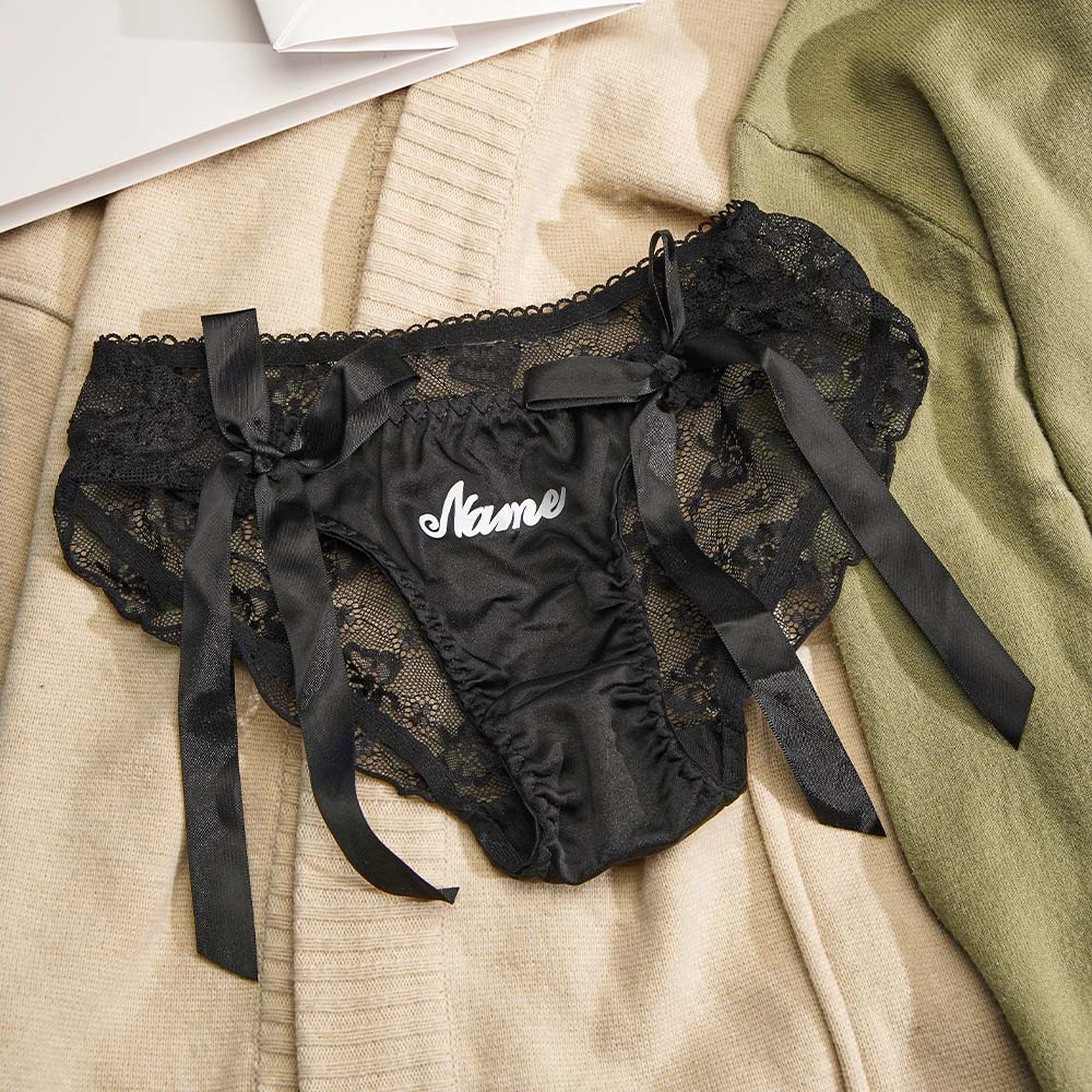 CustomLace Bow Panties Personalized Name Panties Translucent Lace Panties  Gift For Valentine