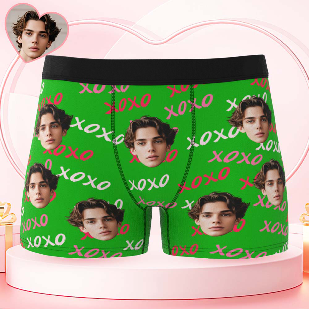 Custom Mens XOXO Hugs and Kisses All Over Boxer Personalized Belt Color Face Boxers Valentines Day Underwear - myfacesockseu