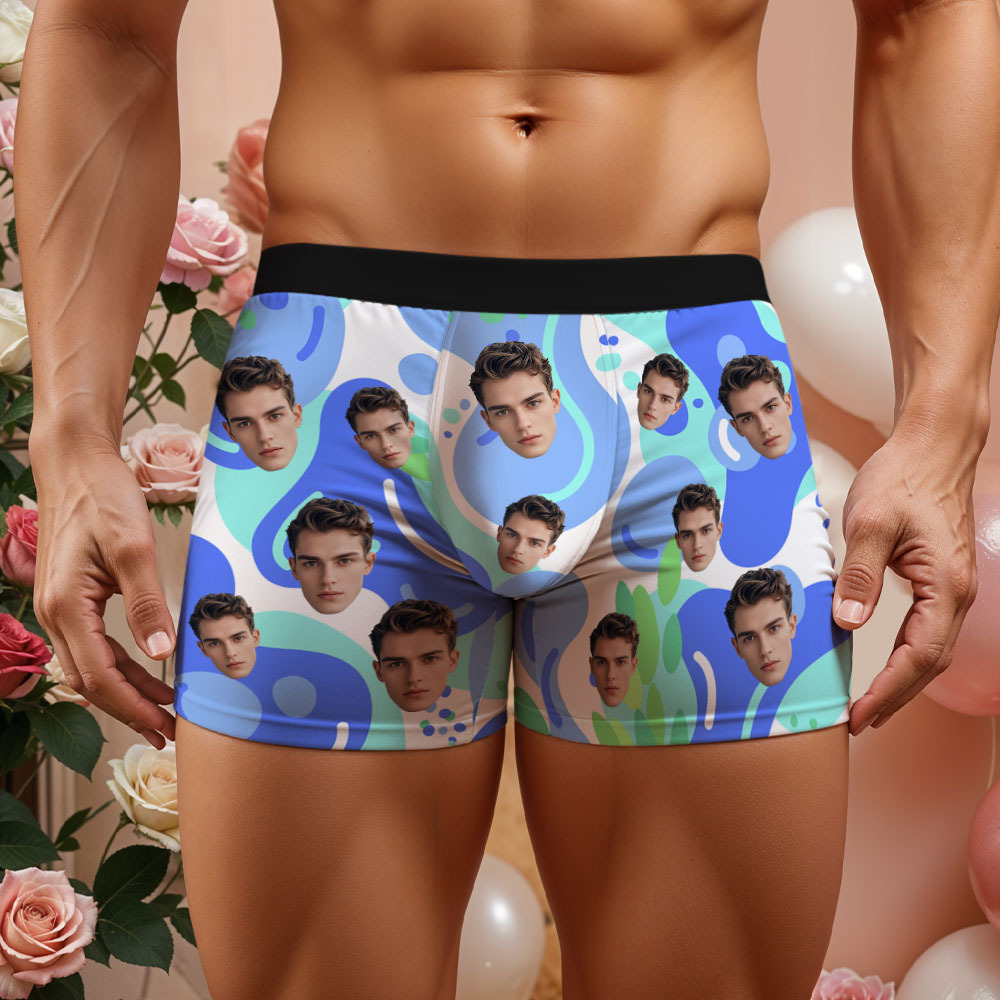 Custom Face Men's Boxer Underwear Gifts for Husband Multicolor Striped Men Face Boxer - myfacesockseu