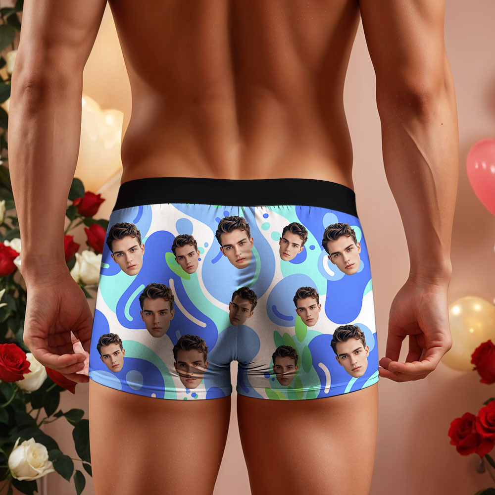 Custom Face Men's Boxer Underwear Gifts for Husband Multicolor Striped Men Face Boxer - myfacesockseu