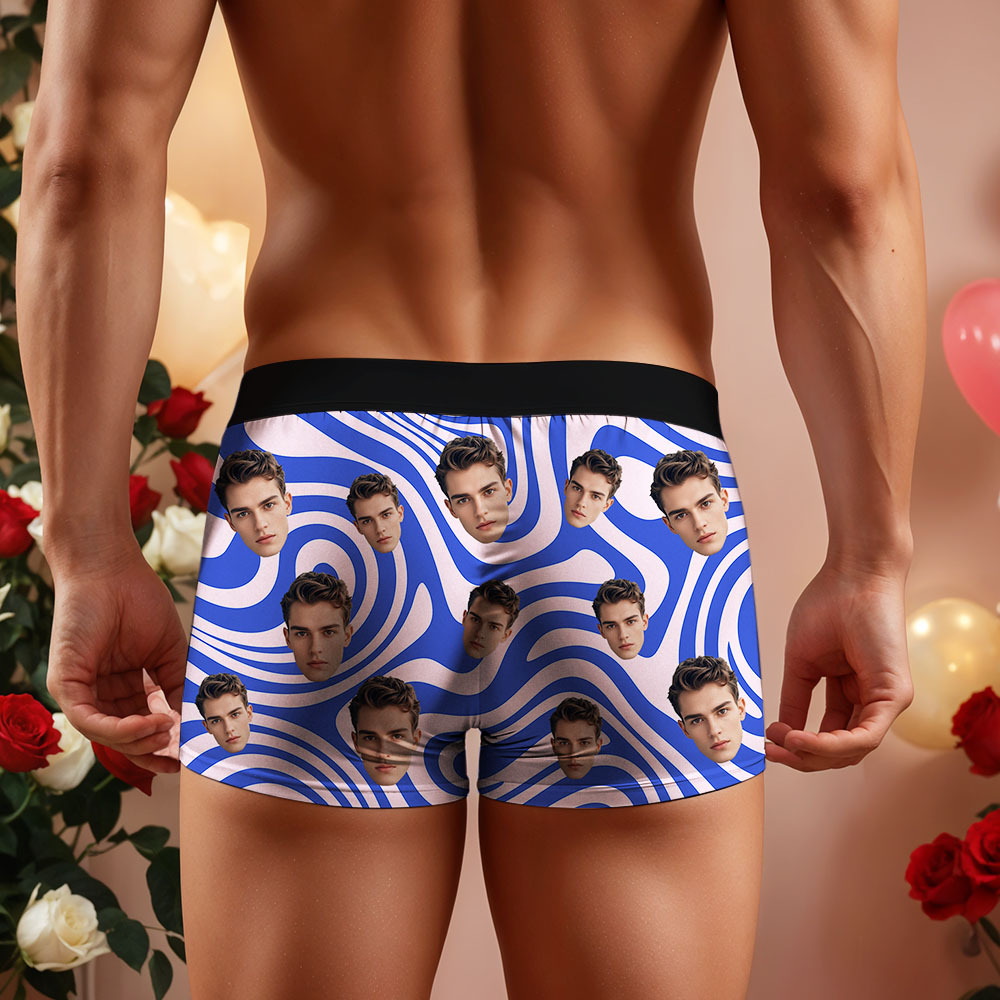 Custom Face Men's Boxer Underwear Gifts for Husband Multicolor Striped Men Face Boxer - myfacesockseu