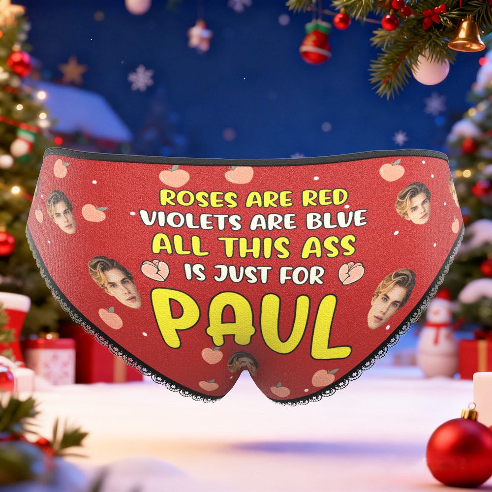 Custom Photo Panties Funny Underwear Briefs Personalized GRINCH I'm all TOASTY INSIDE Photo Gifts For Christmas Women's Briefs - myfacesockseu