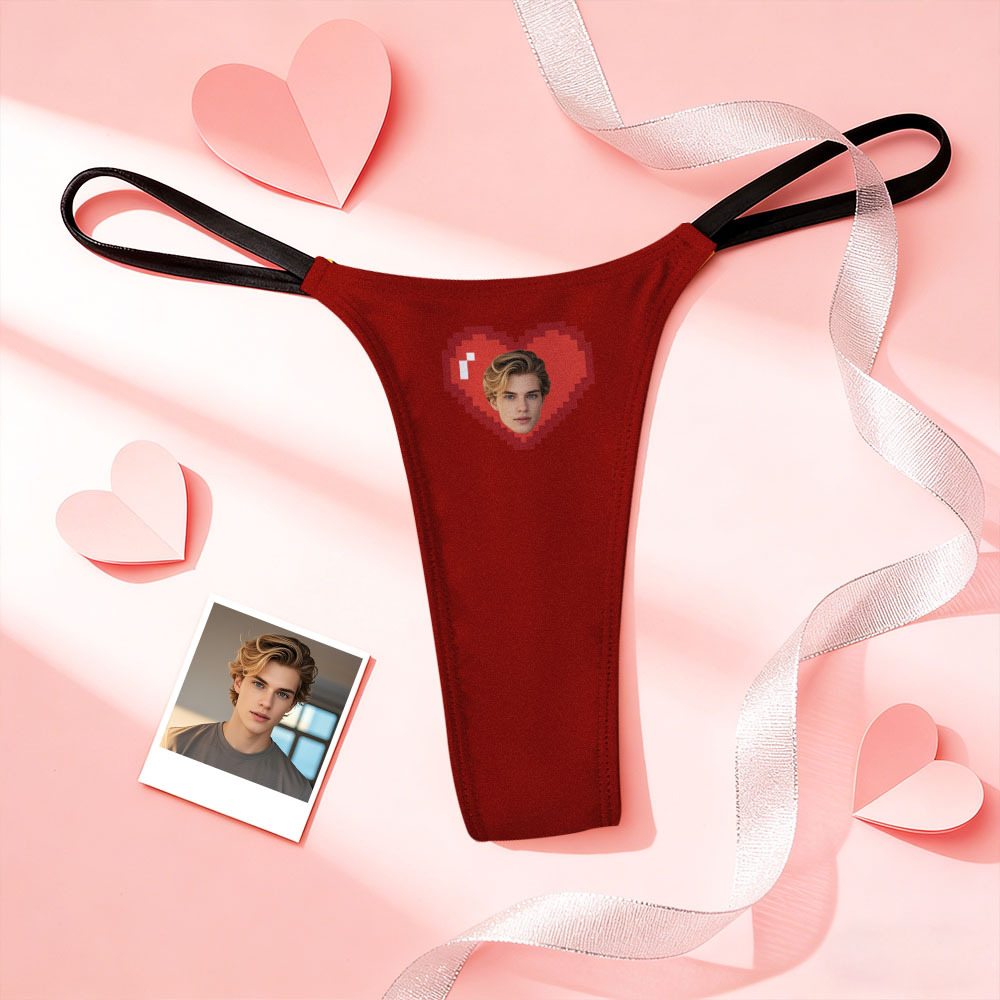 Custom Thongs Face Heart  Photo Panties Funny Underwear Briefs Valentine Gift For Her - myfacesockseu