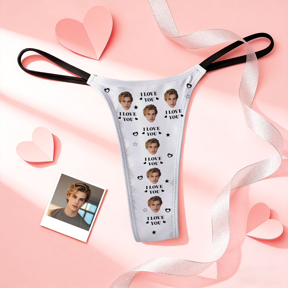 Custom Thongs Face Heart Photo Panties Funny I Love You Underwear Briefs Valentine Gift - myfacesockseu