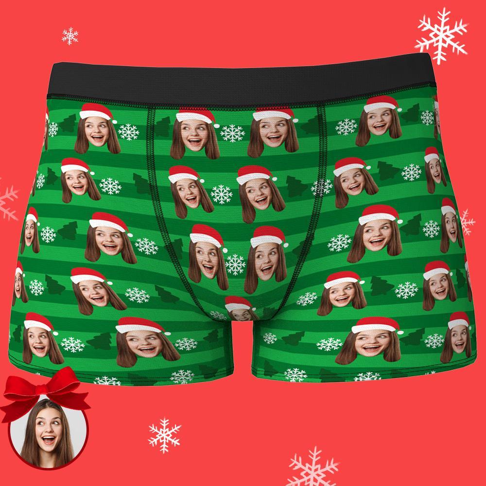 Custom Photo Boxer,Christmas Gifts-Wear Christmas Hat