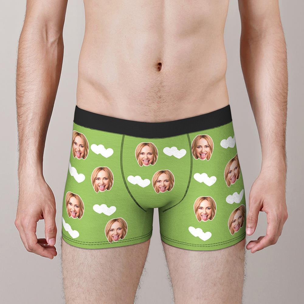 Custom Face Boxers Shorts Love Hearts Personalized Men's Boxer Briefs Personalized LGBT Gifts - MyFaceSocksEU