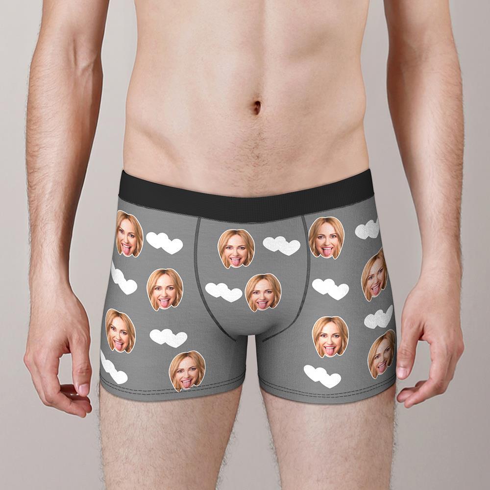 Custom Face Boxers Shorts Love Hearts Personalized Men's Boxer Briefs Personalized LGBT Gifts - MyFaceSocksEU