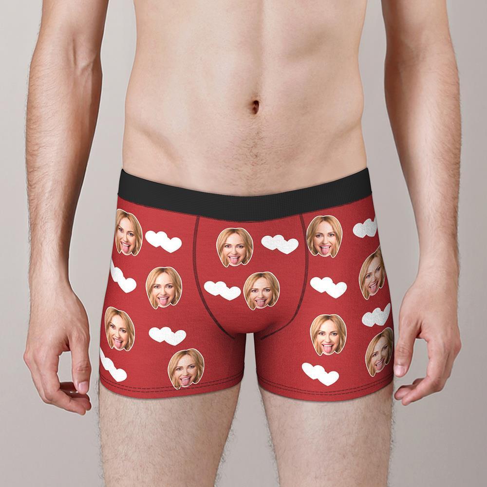 Custom Face Boxers Shorts Love Hearts Personalized Men's Boxer Briefs Personalized LGBT Gifts - MyFaceSocksEU