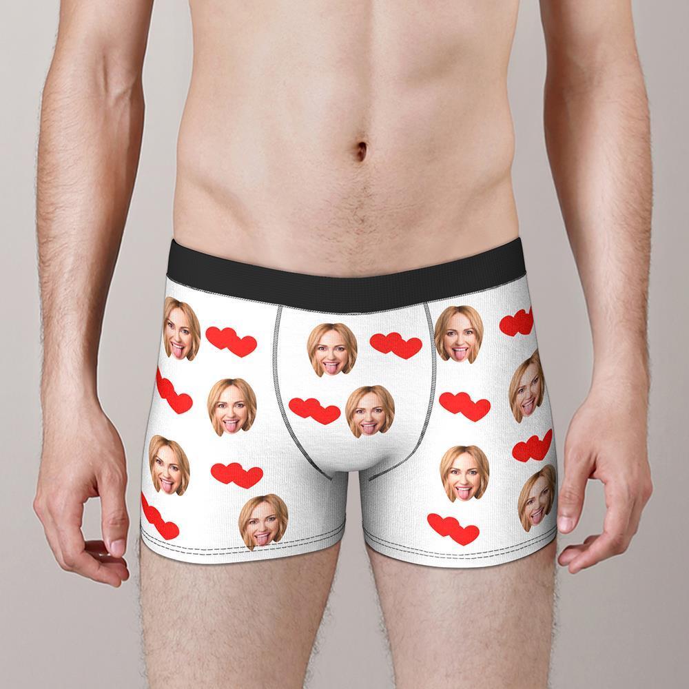 Custom Face Boxers Shorts Love Hearts Personalized Men's Boxer Briefs Personalized LGBT Gifts - MyFaceSocksEU