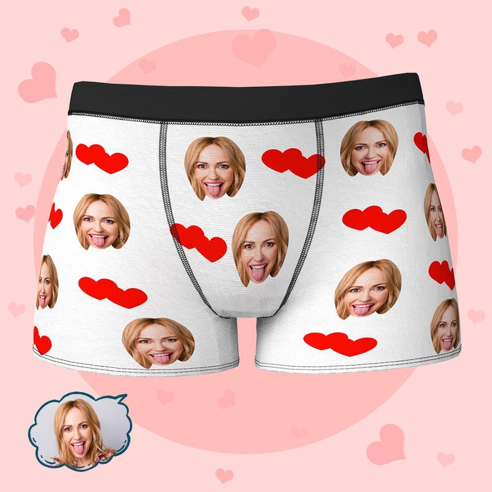 Custom Face Boxers Shorts Love Hearts Personalized Men's Boxer Briefs Personalized LGBT Gifts - MyFaceSocksEU