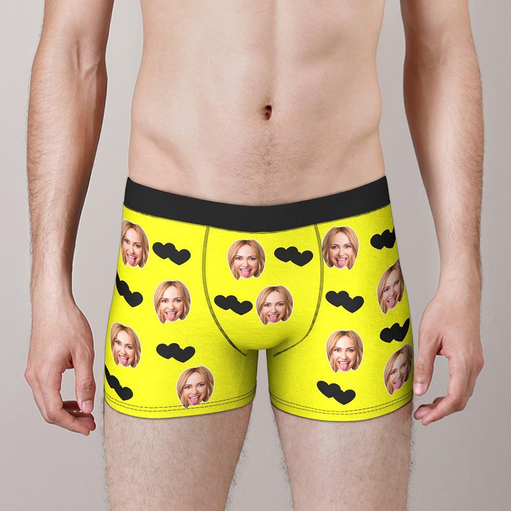 Custom Face Boxers Shorts Love Hearts Personalized Men's Boxer Briefs Personalized LGBT Gifts - MyFaceSocksEU