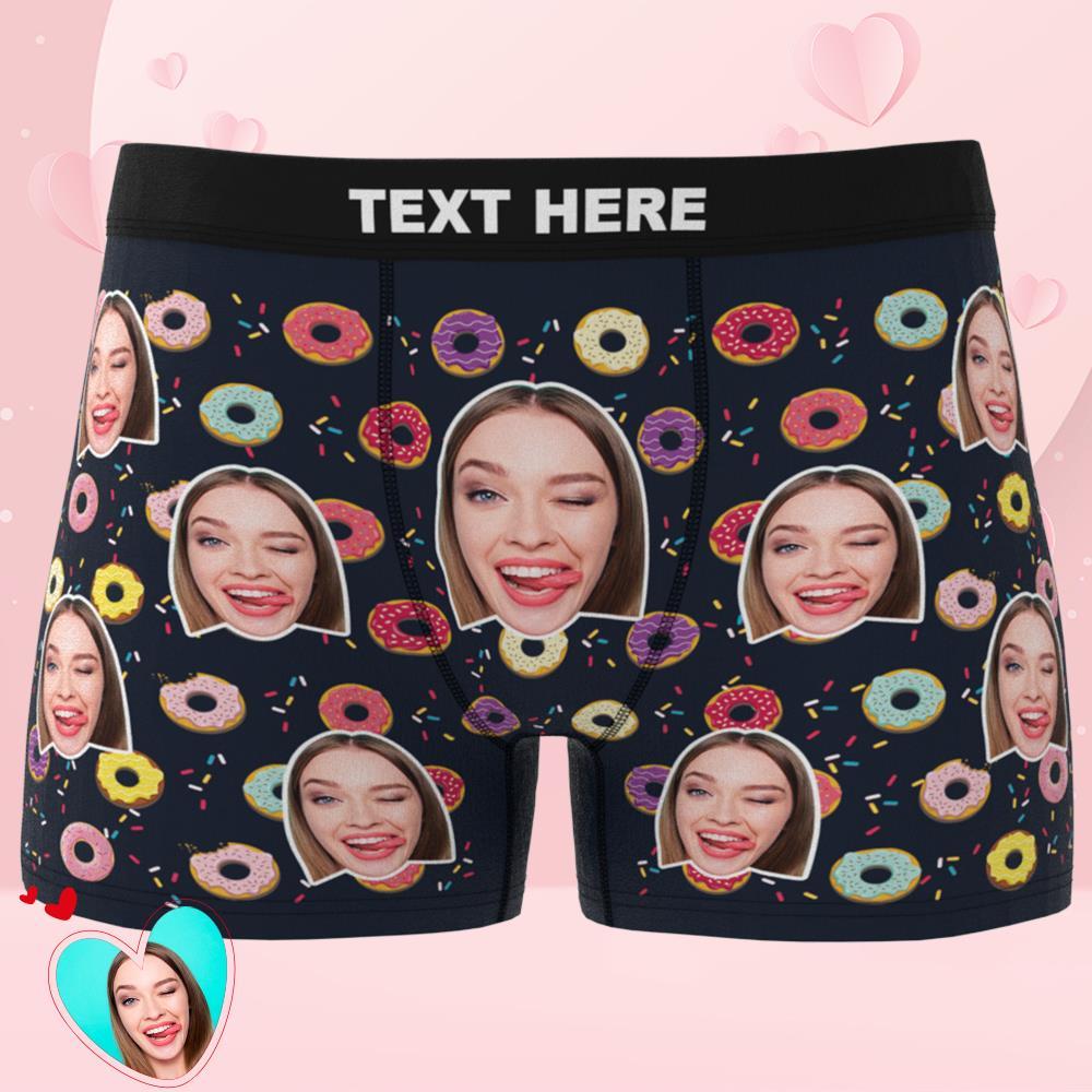 Valentine's Day Gift Custom Face Boxers add Picture Waistband Text Underwear Donut